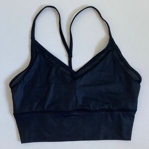 Gaiam Womens Black Longline Mesh V-Neck T-Back Sports Bra WD0018EM Size Small